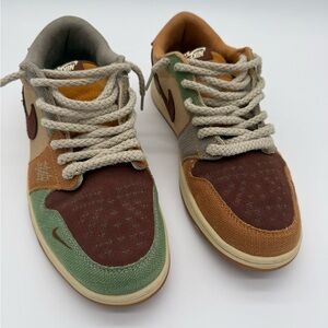 Nike Air Jordon Voodoo Zion Men’s Low Sneaker — Brown, Green & Tan